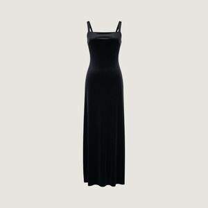 Vtg Y2K Reggio Velvet Maxi Dress Womens 4 Beaded Strap Back Cutout Side Slit